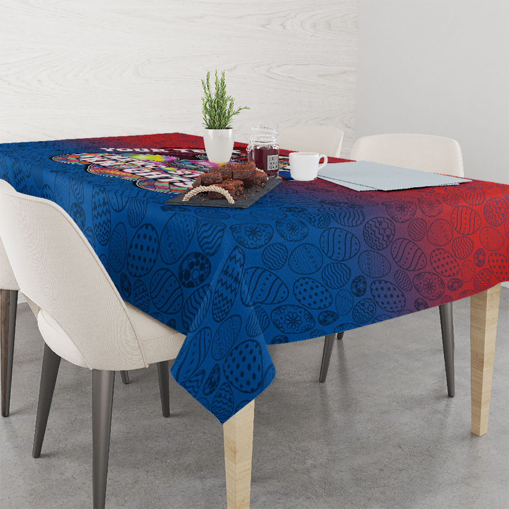 Personalized Newcastle Knights Tablecloth Easter Mascot - Colorful Eggs Cartoon Style