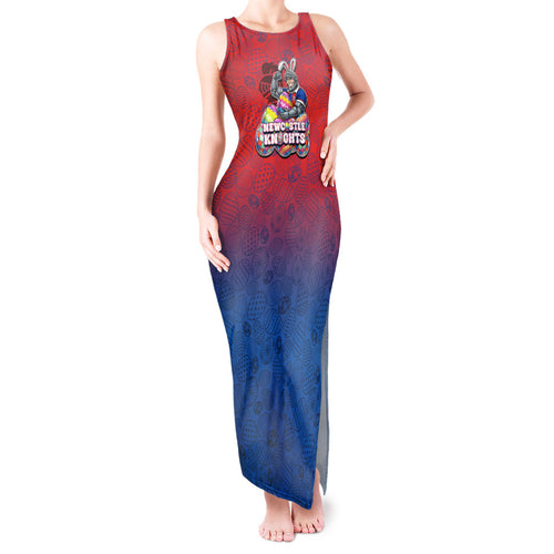 Personalized Newcastle Knights Tank Maxi Dress Easter Mascot - Colorful Eggs Cartoon Style