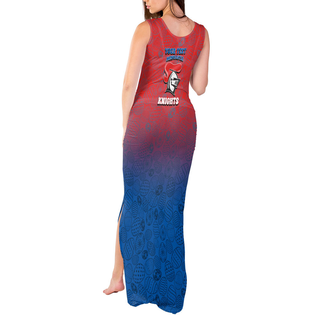 Personalized Newcastle Knights Tank Maxi Dress Easter Mascot - Colorful Eggs Cartoon Style