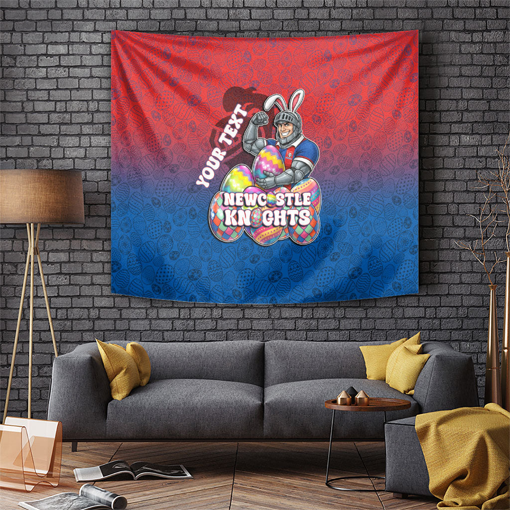 Personalized Newcastle Knights Tapestry Easter Mascot - Colorful Eggs Cartoon Style