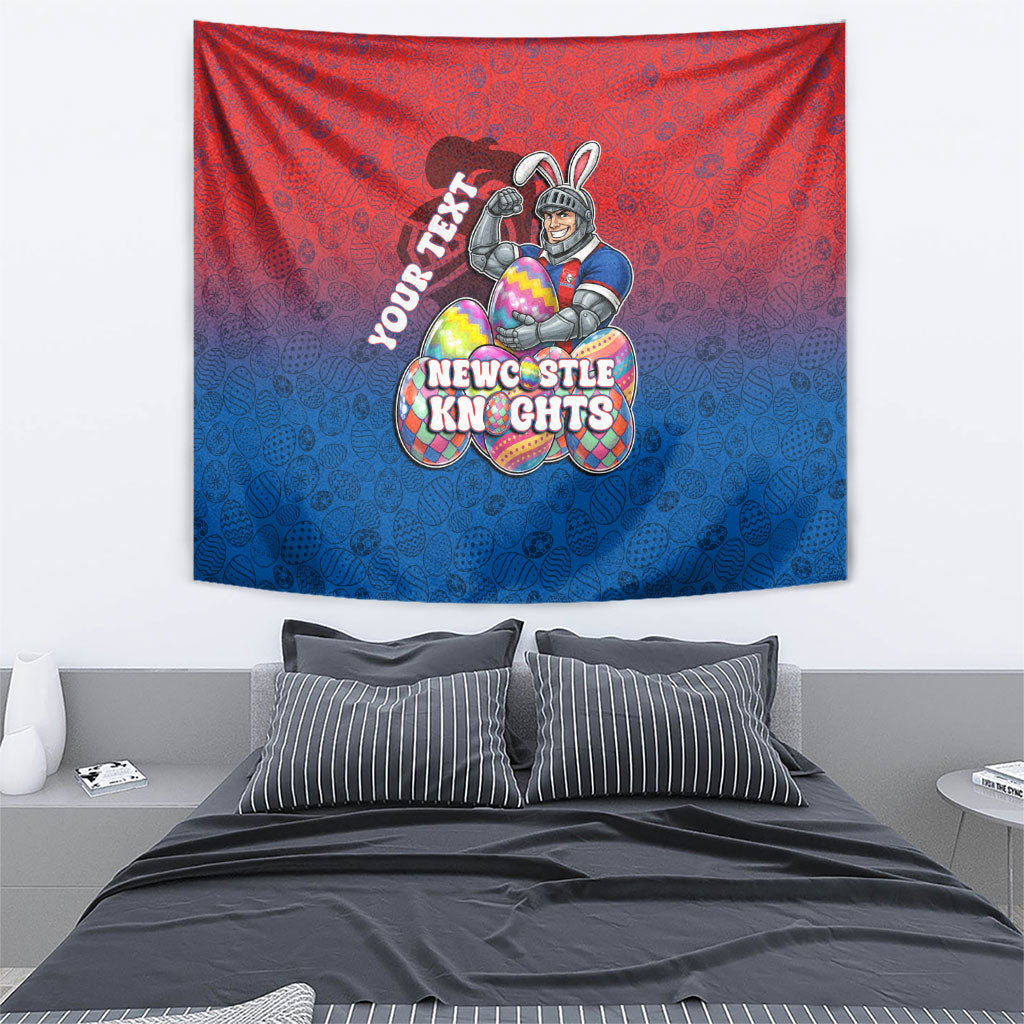 Personalized Newcastle Knights Tapestry Easter Mascot - Colorful Eggs Cartoon Style