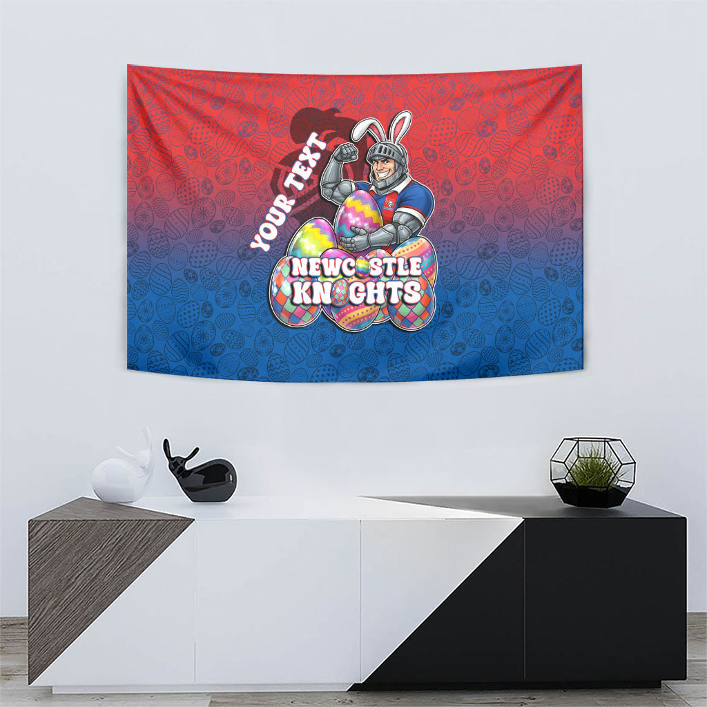 Personalized Newcastle Knights Tapestry Easter Mascot - Colorful Eggs Cartoon Style