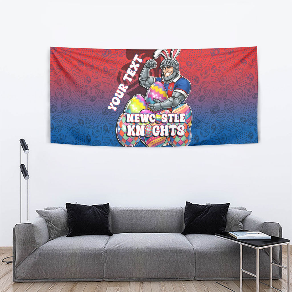 Personalized Newcastle Knights Tapestry Easter Mascot - Colorful Eggs Cartoon Style