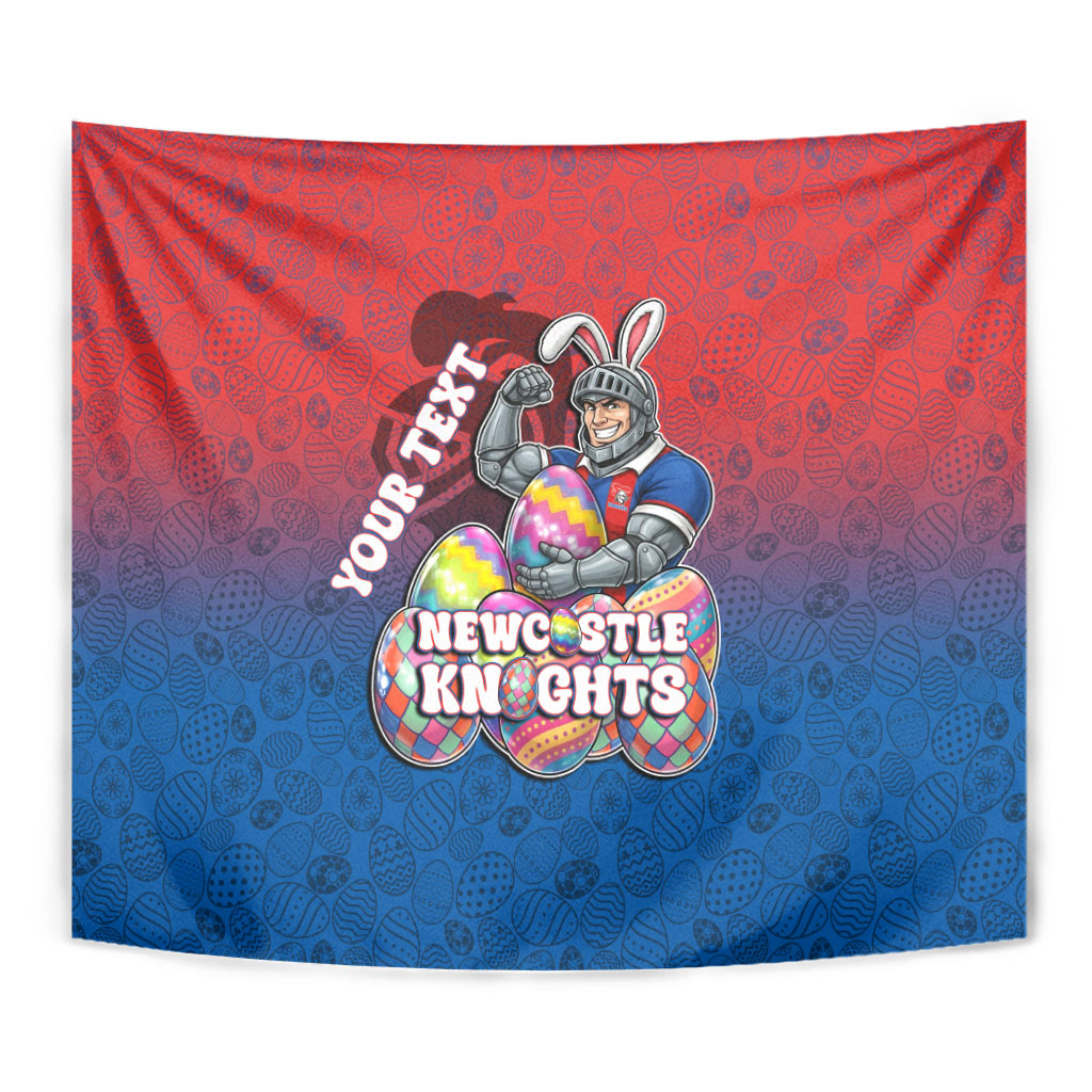Personalized Newcastle Knights Tapestry Easter Mascot - Colorful Eggs Cartoon Style