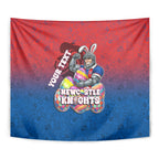 Personalized Newcastle Knights Tapestry Easter Mascot - Colorful Eggs Cartoon Style