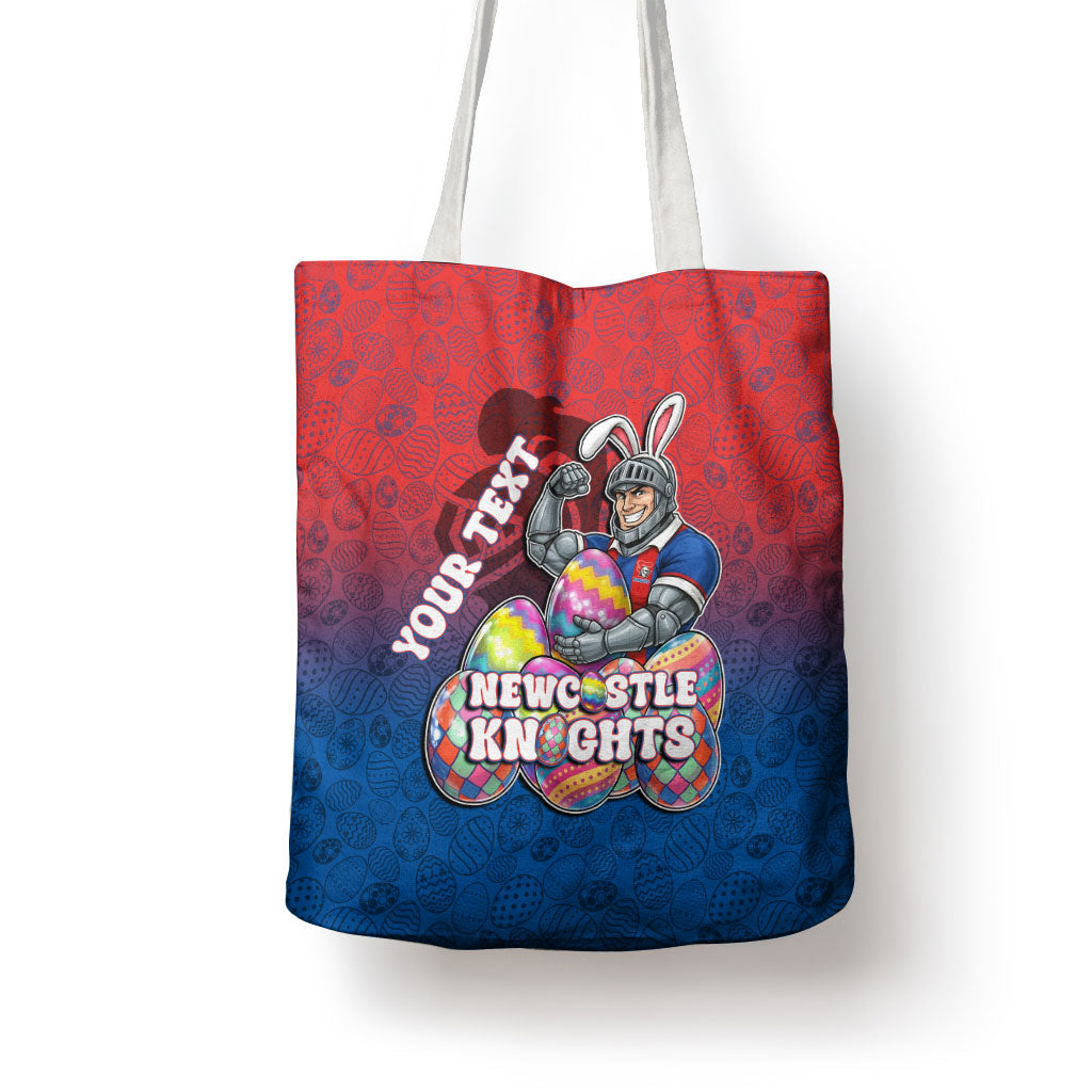 Personalized Newcastle Knights Tote Bag Easter Mascot - Colorful Eggs Cartoon Style
