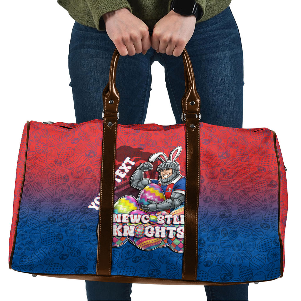 Personalized Newcastle Knights Travel Bag Easter Mascot - Colorful Eggs Cartoon Style