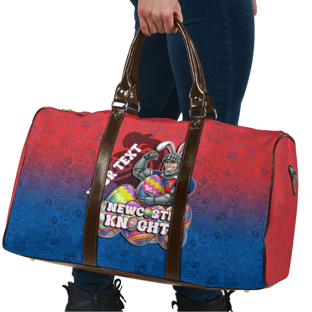 Personalized Newcastle Knights Travel Bag Easter Mascot - Colorful Eggs Cartoon Style