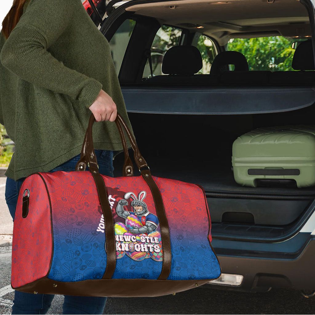 Personalized Newcastle Knights Travel Bag Easter Mascot - Colorful Eggs Cartoon Style