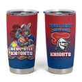 Personalized Newcastle Knights Tumbler Cup Easter Mascot - Colorful Eggs Cartoon Style