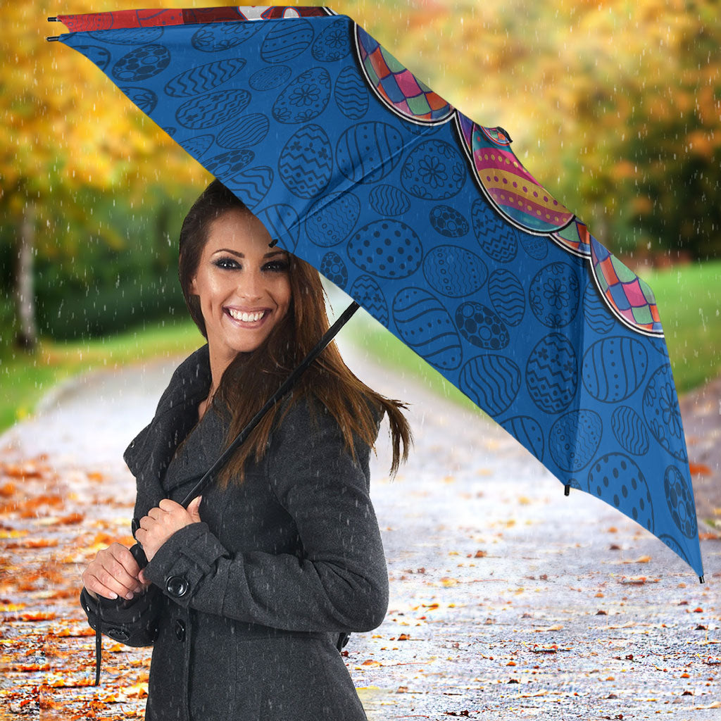 Personalized Newcastle Knights Umbrella Easter Mascot - Colorful Eggs Cartoon Style