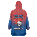 Personalized Newcastle Knights Wearable Blanket Hoodie Easter Mascot - Colorful Eggs Cartoon Style