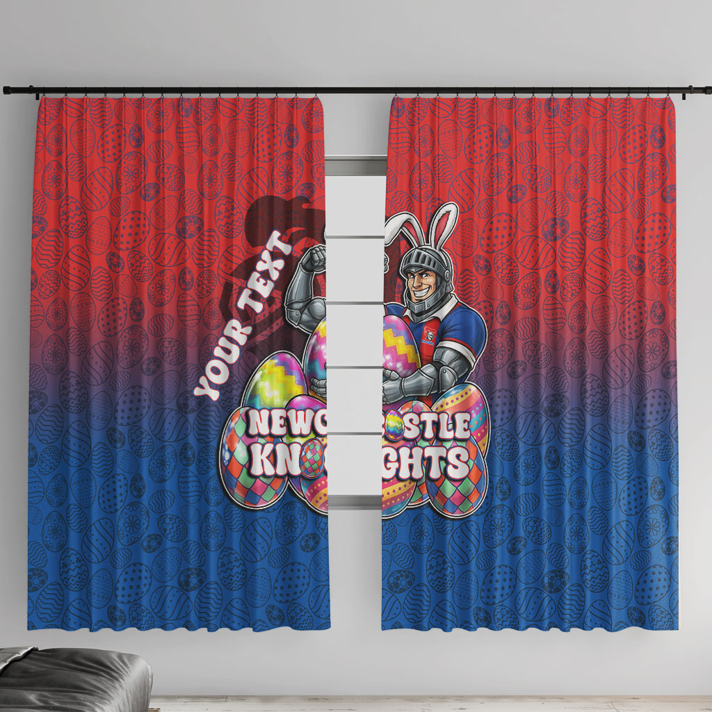 Personalized Newcastle Knights Window Curtain Easter Mascot - Colorful Eggs Cartoon Style
