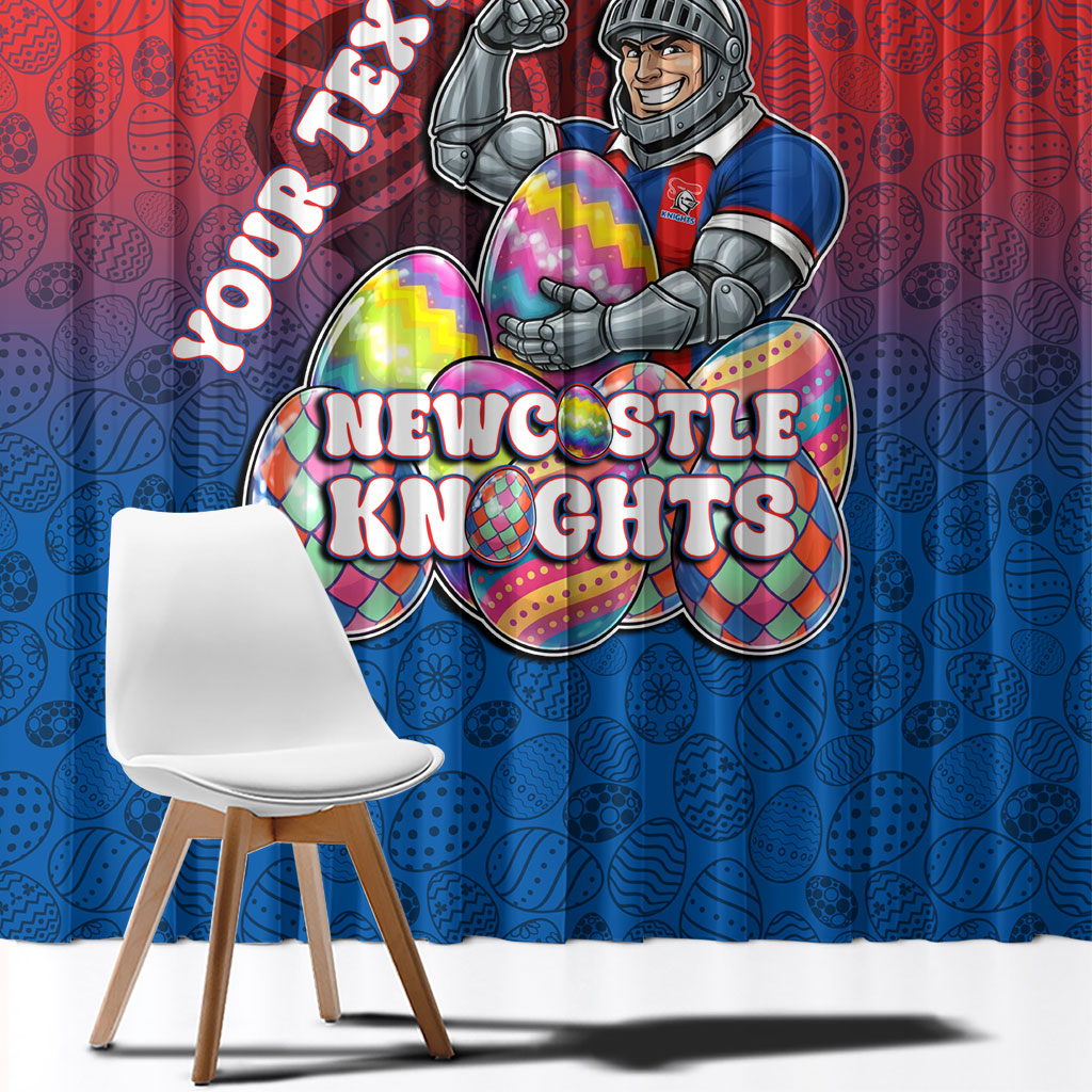 Personalized Newcastle Knights Window Curtain Easter Mascot - Colorful Eggs Cartoon Style