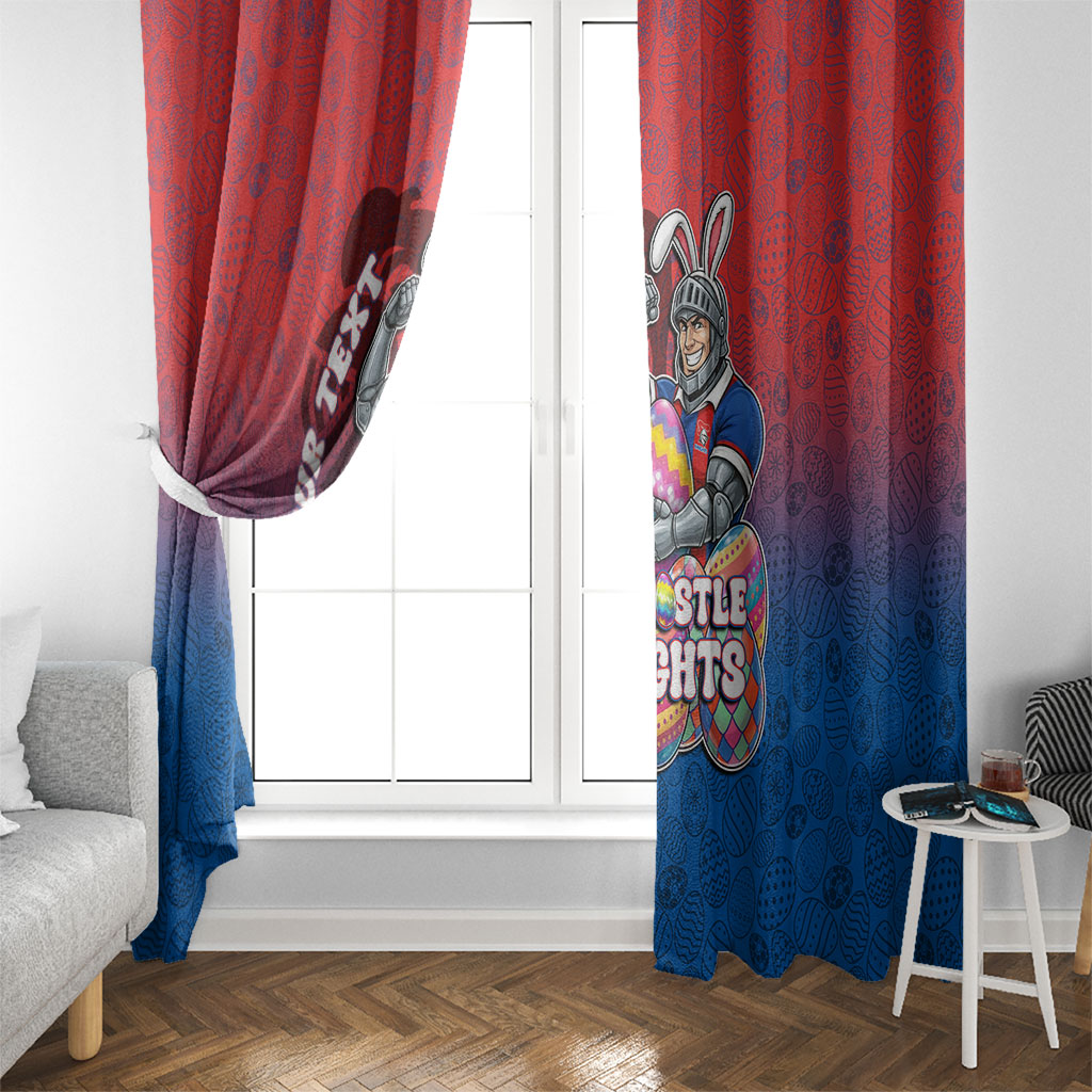 Personalized Newcastle Knights Window Curtain Easter Mascot - Colorful Eggs Cartoon Style