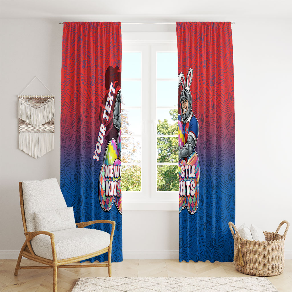 Personalized Newcastle Knights Window Curtain Easter Mascot - Colorful Eggs Cartoon Style