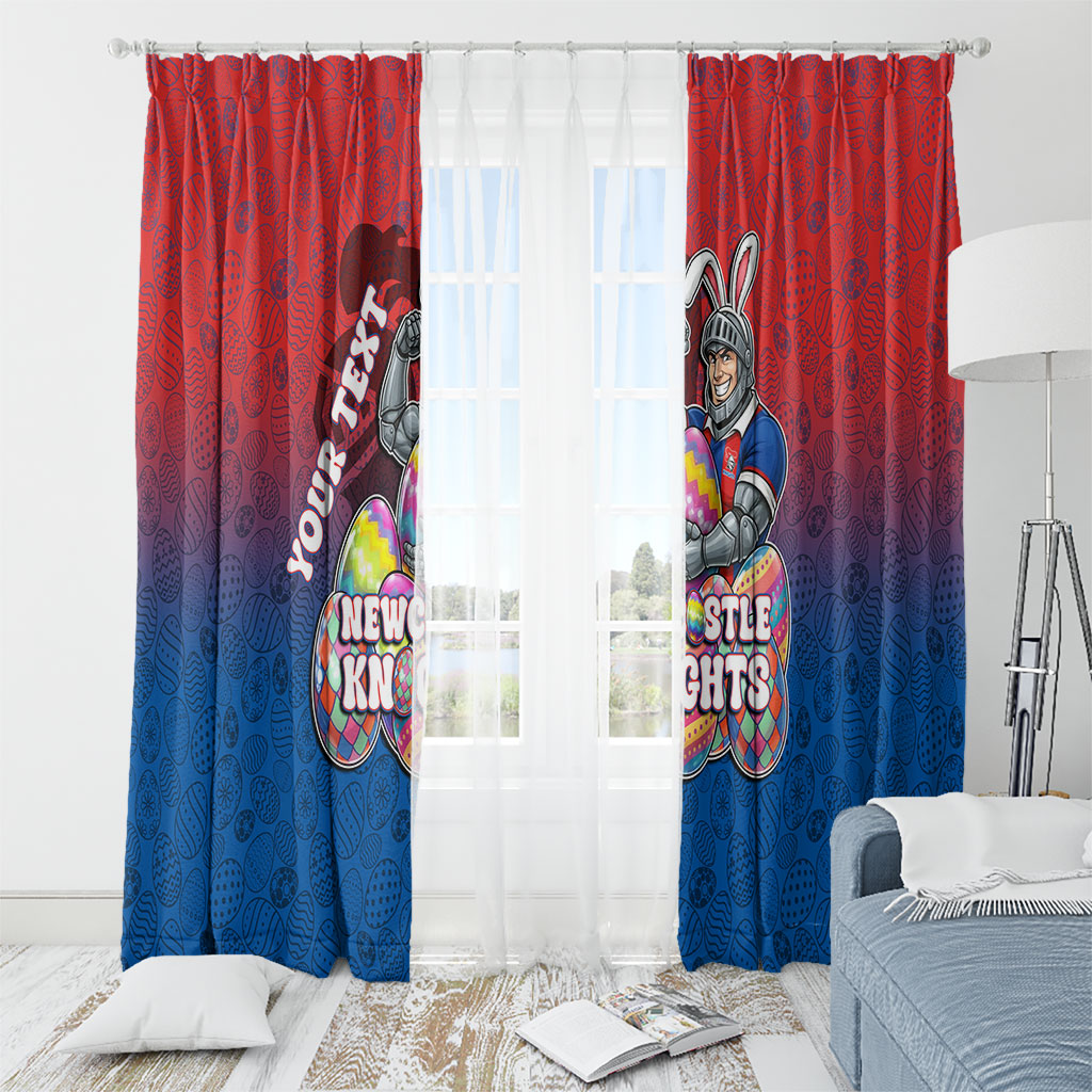 Personalized Newcastle Knights Window Curtain Easter Mascot - Colorful Eggs Cartoon Style