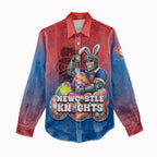 Personalized Newcastle Knights Women Casual Shirt Easter Mascot - Colorful Eggs Cartoon Style