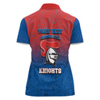 Personalized Newcastle Knights Women Polo Shirt Easter Mascot - Colorful Eggs Cartoon Style