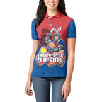 Personalized Newcastle Knights Women Polo Shirt Easter Mascot - Colorful Eggs Cartoon Style