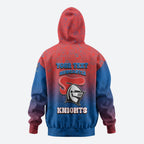 Personalized Newcastle Knights Zip Hoodie Easter Mascot - Colorful Eggs Cartoon Style