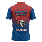 Personalized Newcastle Knights Zipper Polo Shirt Easter Mascot - Colorful Eggs Cartoon Style