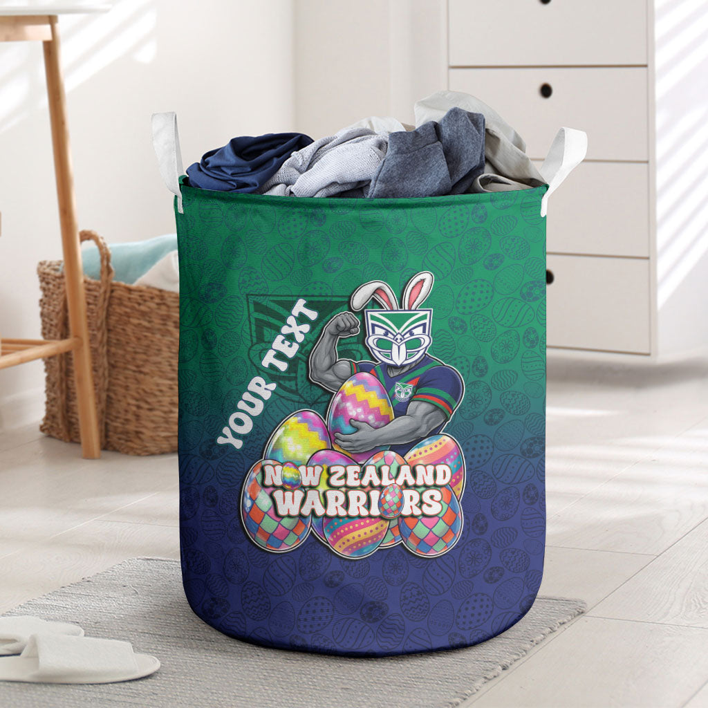 Personalized New Zealand Warriors Laundry Basket Easter Mascot - Colorful Eggs Cartoon Style