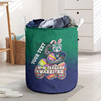 Personalized New Zealand Warriors Laundry Basket Easter Mascot - Colorful Eggs Cartoon Style