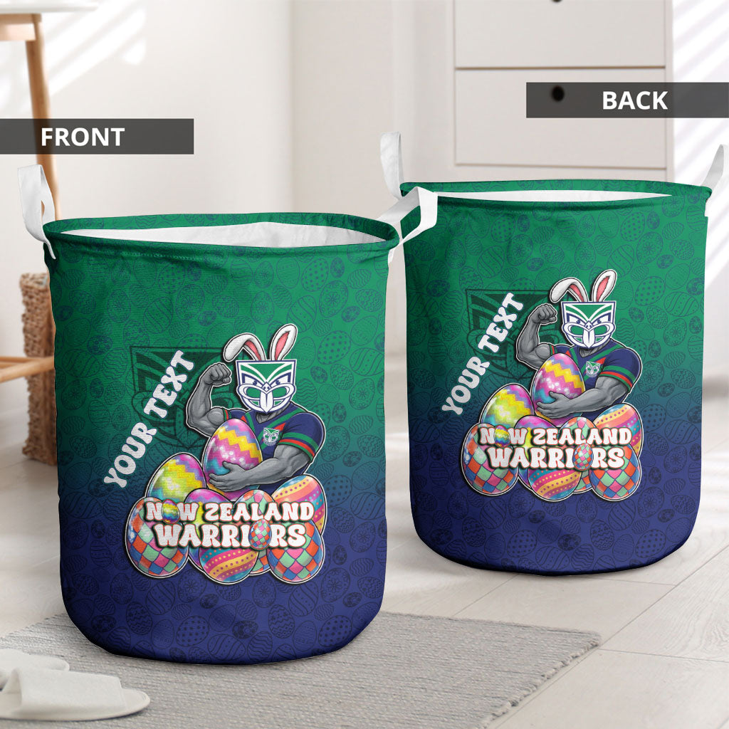 Personalized New Zealand Warriors Laundry Basket Easter Mascot - Colorful Eggs Cartoon Style