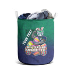 Personalized New Zealand Warriors Laundry Basket Easter Mascot - Colorful Eggs Cartoon Style