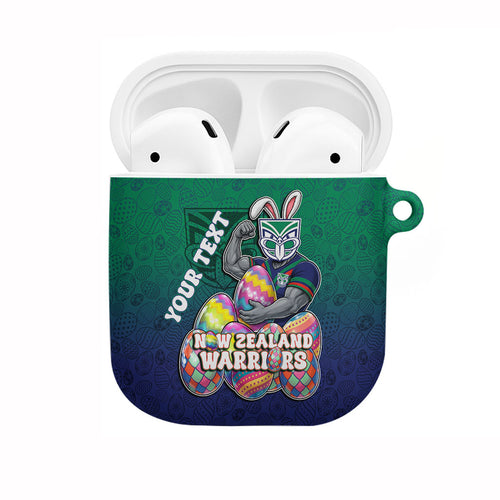 Personalized New Zealand Warriors AirPods Case Easter Mascot - Colorful Eggs Cartoon Style