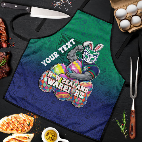 Personalized New Zealand Warriors Apron Easter Mascot - Colorful Eggs Cartoon Style