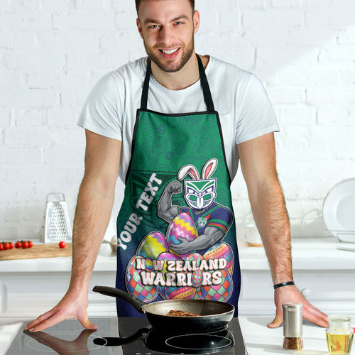 Personalized New Zealand Warriors Apron Easter Mascot - Colorful Eggs Cartoon Style