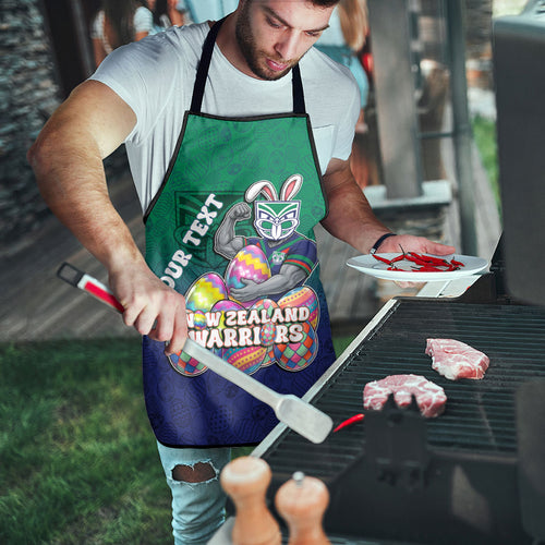 Personalized New Zealand Warriors Apron Easter Mascot - Colorful Eggs Cartoon Style