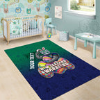 Personalized New Zealand Warriors Area Rug Easter Mascot - Colorful Eggs Cartoon Style