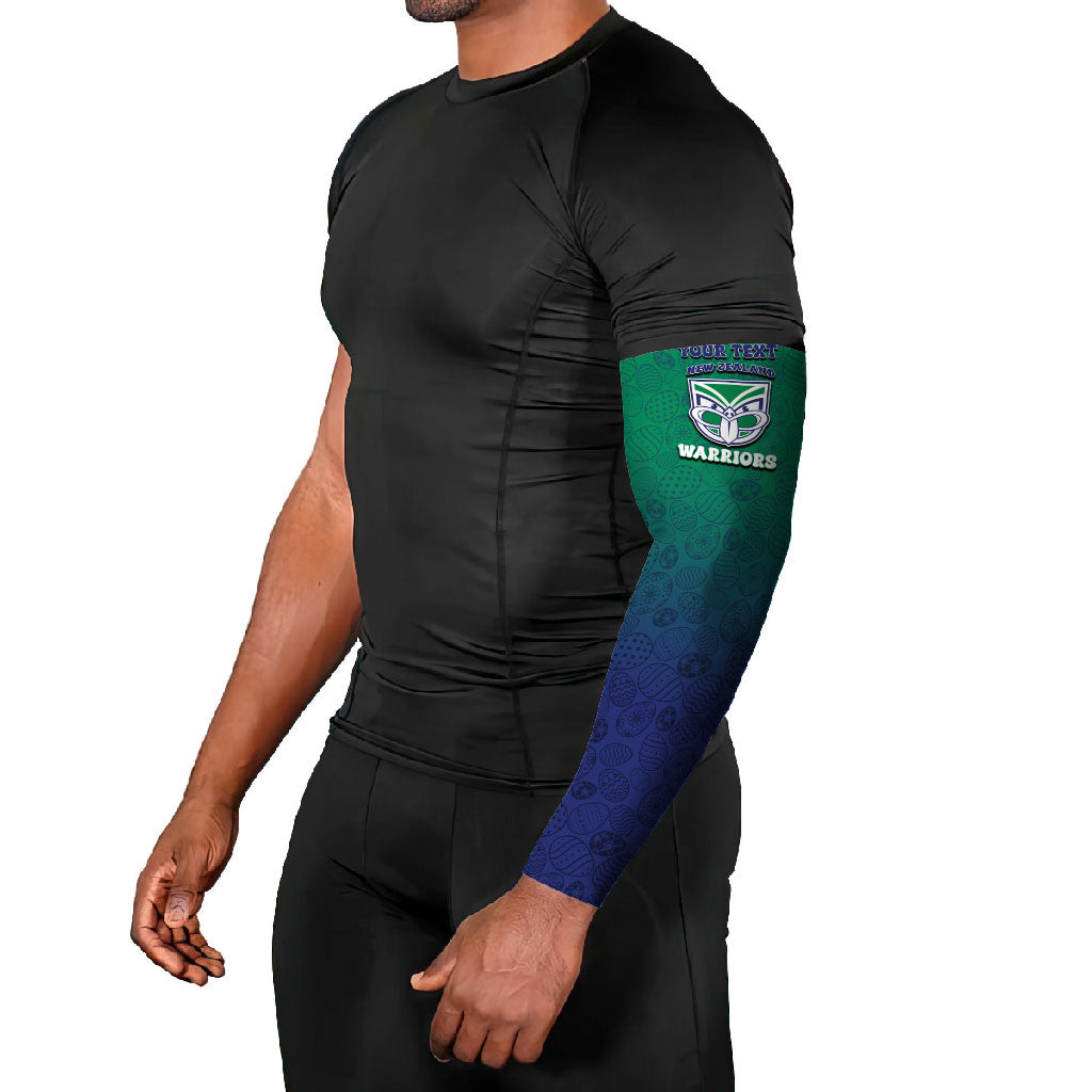 Personalized New Zealand Warriors Arm Sleeves Easter Mascot - Colorful Eggs Cartoon Style