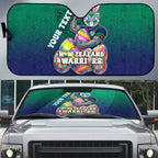 Personalized New Zealand Warriors Auto Sun Shade Easter Mascot - Colorful Eggs Cartoon Style