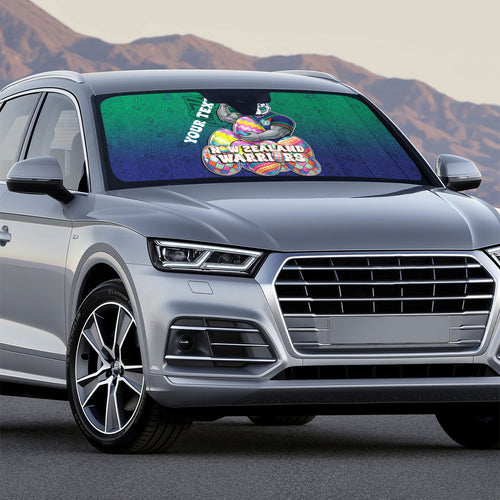 Personalized New Zealand Warriors Auto Sun Shade Easter Mascot - Colorful Eggs Cartoon Style
