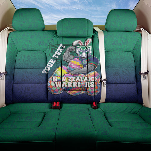Personalized New Zealand Warriors Back Car Seat Cover Easter Mascot - Colorful Eggs Cartoon Style