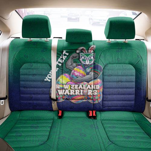 Personalized New Zealand Warriors Back Car Seat Cover Easter Mascot - Colorful Eggs Cartoon Style
