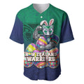 Personalized New Zealand Warriors Baseball Jersey Easter Mascot - Colorful Eggs Cartoon Style