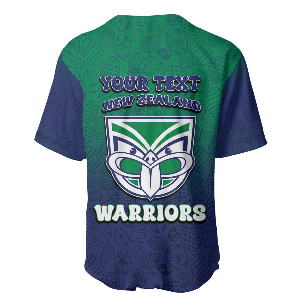 Personalized New Zealand Warriors Baseball Jersey Easter Mascot - Colorful Eggs Cartoon Style