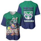 Personalized New Zealand Warriors Baseball Jersey Easter Mascot - Colorful Eggs Cartoon Style