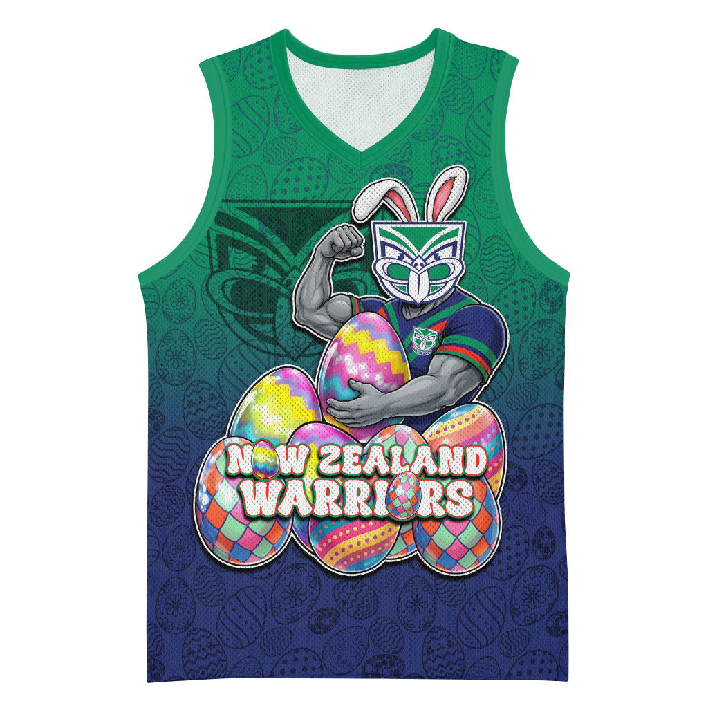 Personalized New Zealand Warriors Basketball Jersey Easter Mascot - Colorful Eggs Cartoon Style