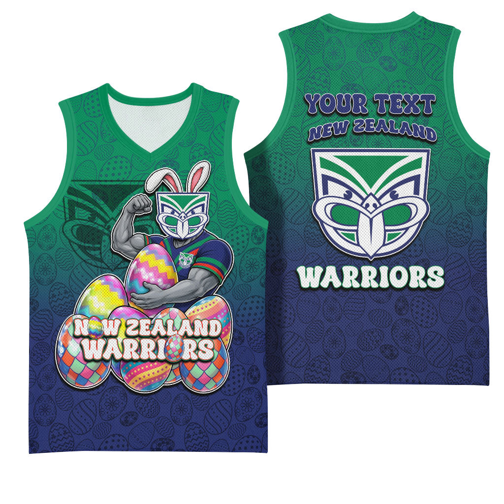 Personalized New Zealand Warriors Basketball Jersey Easter Mascot - Colorful Eggs Cartoon Style