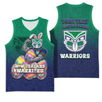 Personalized New Zealand Warriors Basketball Jersey Easter Mascot - Colorful Eggs Cartoon Style