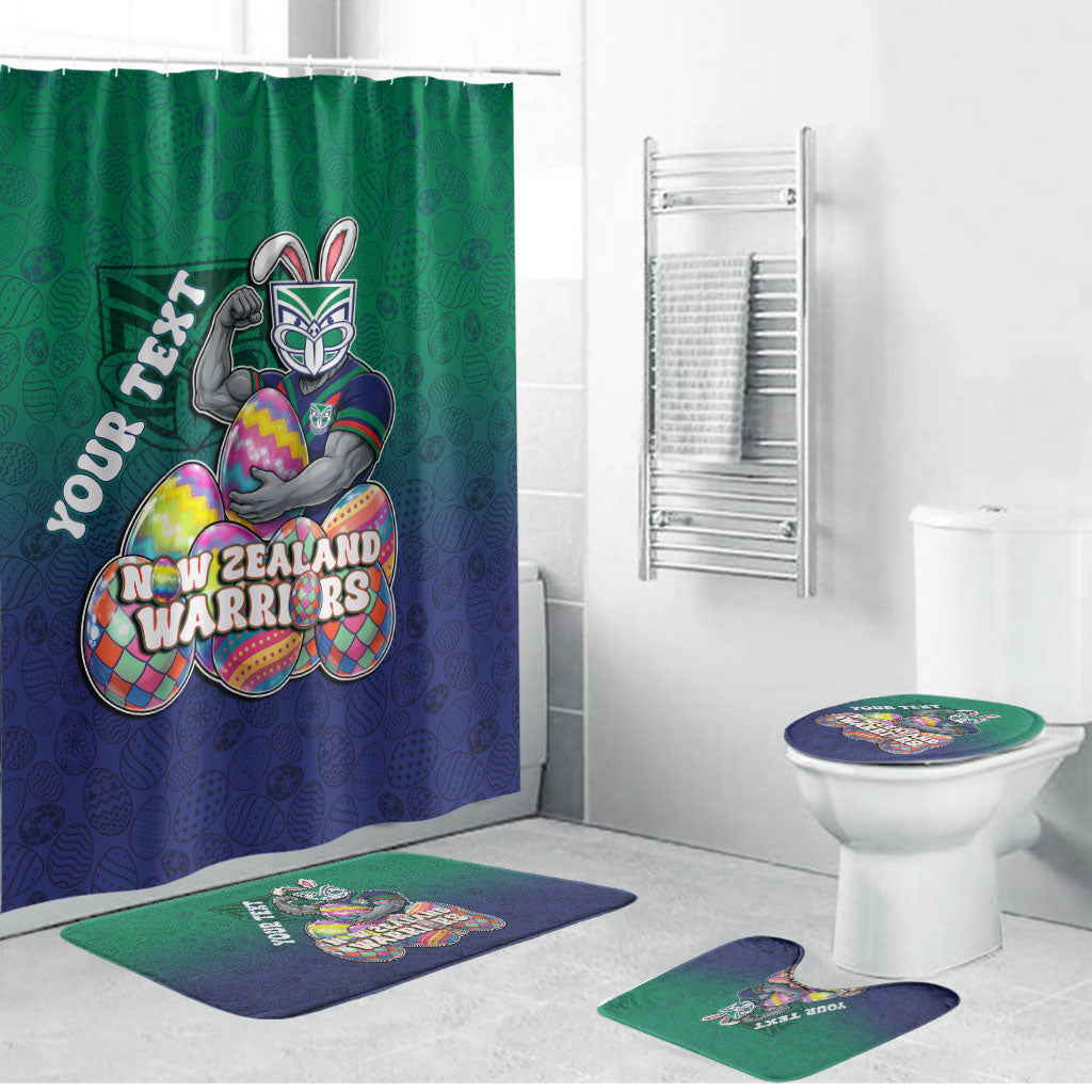 Personalized New Zealand Warriors Bathroom Set Easter Mascot - Colorful Eggs Cartoon Style