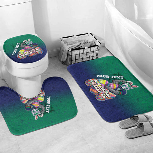 Personalized New Zealand Warriors Bathroom Set Easter Mascot - Colorful Eggs Cartoon Style