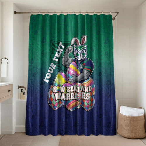 Personalized New Zealand Warriors Bathroom Set Easter Mascot - Colorful Eggs Cartoon Style