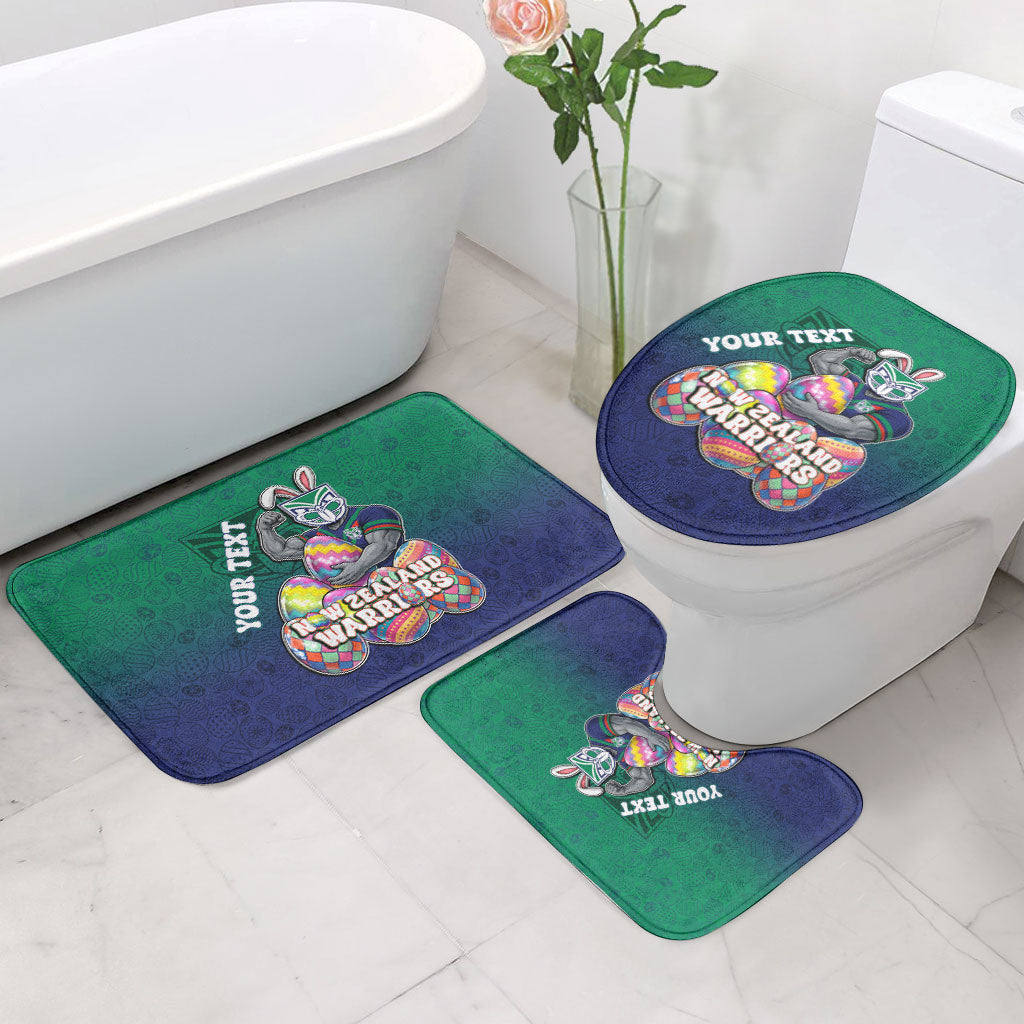 Personalized New Zealand Warriors Bathroom Set Easter Mascot - Colorful Eggs Cartoon Style